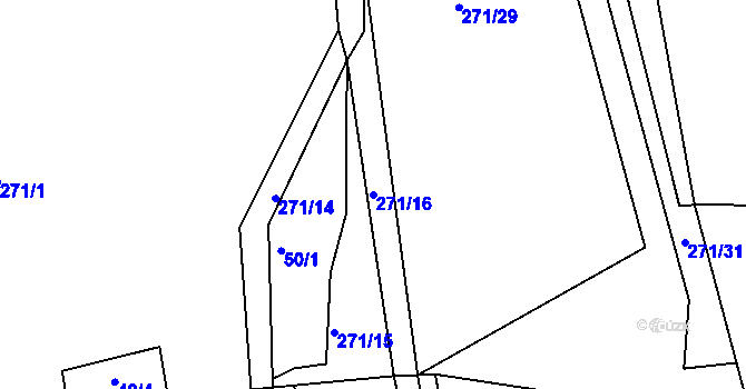 Parcela st. 271/16 v KÚ Rokytno, Katastrální mapa