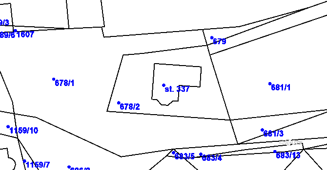 Parcela st. 337 v KÚ Rokytno, Katastrální mapa