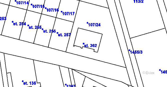 Parcela st. 362 v KÚ Rokytno, Katastrální mapa