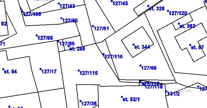 Parcela st. 127/116 v KÚ Rokytno, Katastrální mapa