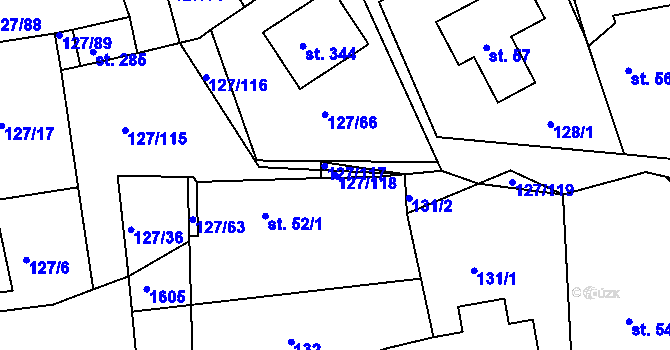 Parcela st. 127/118 v KÚ Rokytno, Katastrální mapa