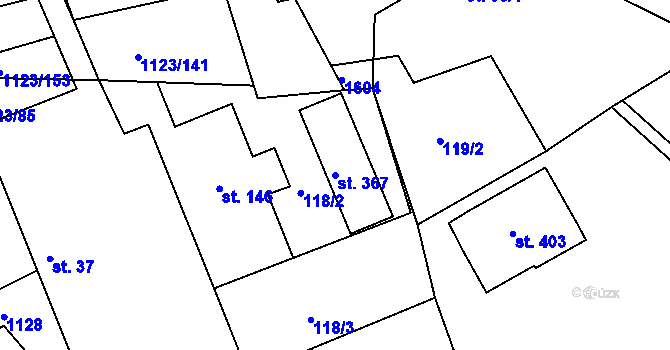 Parcela st. 367 v KÚ Rokytno, Katastrální mapa
