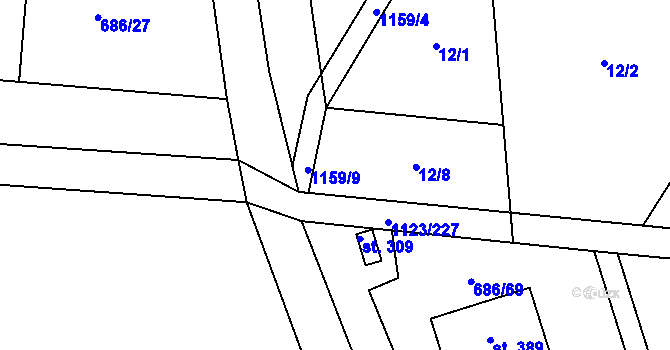 Parcela st. 12/8 v KÚ Rokytno, Katastrální mapa