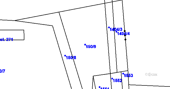 Parcela st. 150/9 v KÚ Rokytno, Katastrální mapa