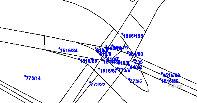 Parcela st. 610/6 v KÚ Rokytno, Katastrální mapa