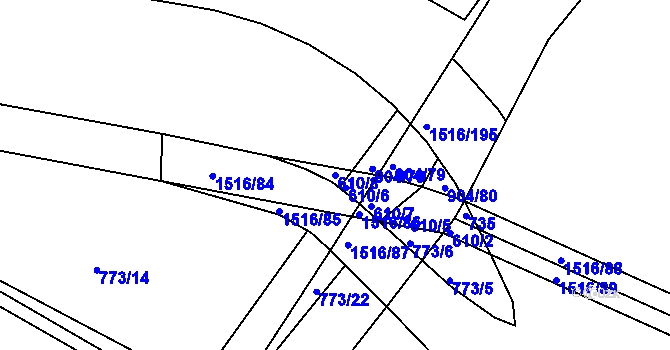 Parcela st. 610/8 v KÚ Rokytno, Katastrální mapa