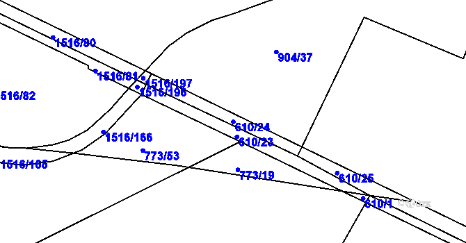 Parcela st. 610/24 v KÚ Rokytno, Katastrální mapa