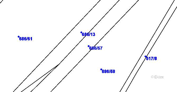 Parcela st. 686/57 v KÚ Rokytno, Katastrální mapa