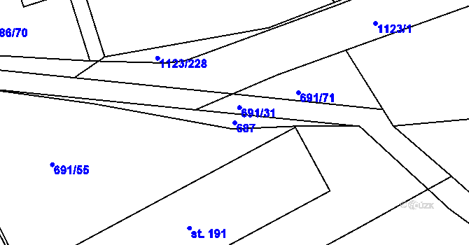 Parcela st. 687 v KÚ Rokytno, Katastrální mapa
