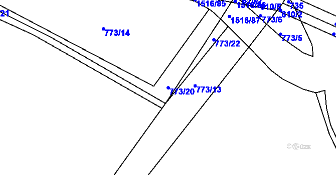 Parcela st. 773/20 v KÚ Rokytno, Katastrální mapa