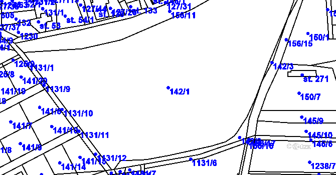 Parcela st. 142/1 v KÚ Rokytno, Katastrální mapa