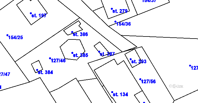 Parcela st. 387 v KÚ Rokytno, Katastrální mapa