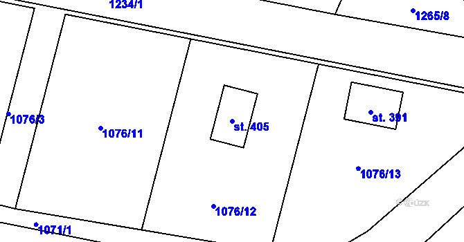 Parcela st. 405 v KÚ Rokytno, Katastrální mapa