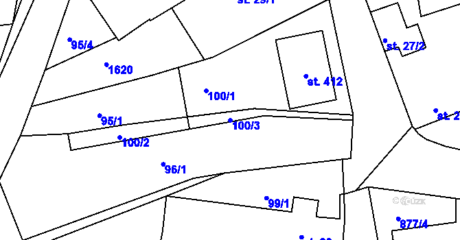 Parcela st. 100/3 v KÚ Rokytno, Katastrální mapa