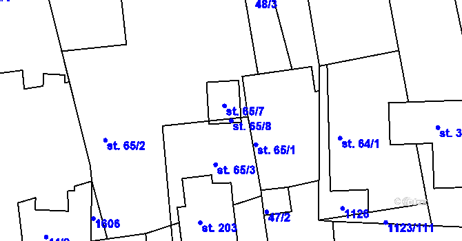 Parcela st. 65/8 v KÚ Rokytno, Katastrální mapa
