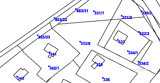 Parcela st. 332/8 v KÚ Rokytno na Moravě, Katastrální mapa