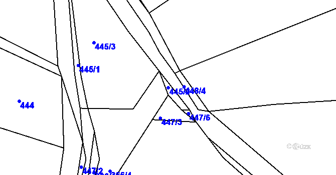 Parcela st. 445/2 v KÚ Rokytno na Moravě, Katastrální mapa