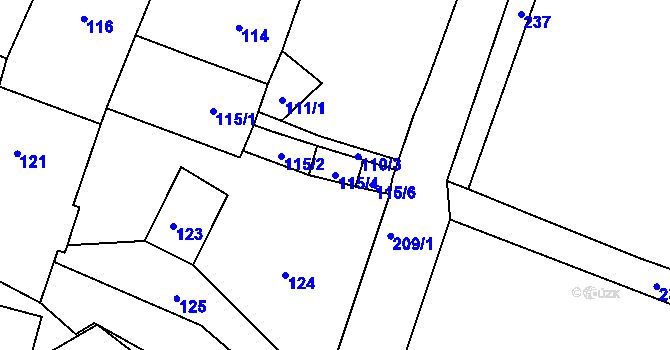 Parcela st. 115/4 v KÚ Rokytno na Moravě, Katastrální mapa