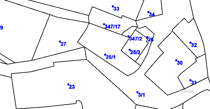 Parcela st. 25/1 v KÚ Rokytno na Moravě, Katastrální mapa