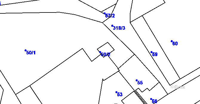 Parcela st. 50/2 v KÚ Rokytno na Moravě, Katastrální mapa