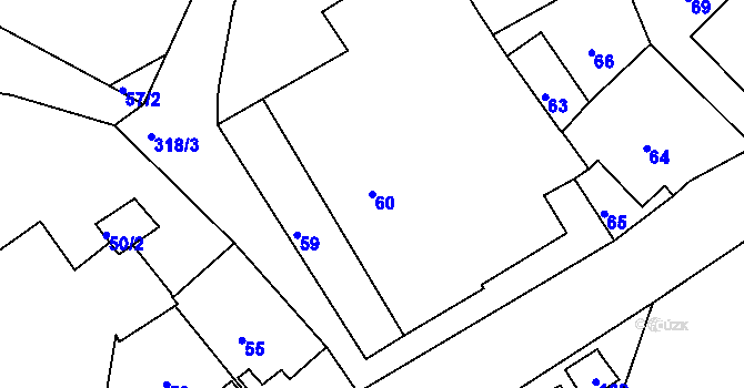 Parcela st. 60 v KÚ Rokytno na Moravě, Katastrální mapa