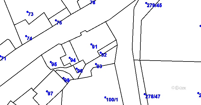Parcela st. 92 v KÚ Rokytno na Moravě, Katastrální mapa