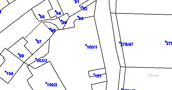 Parcela st. 100/1 v KÚ Rokytno na Moravě, Katastrální mapa