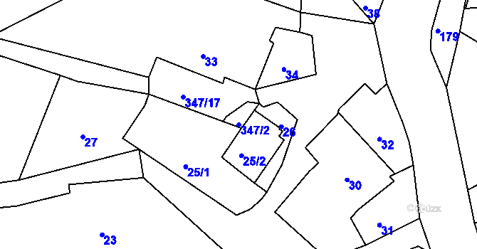 Parcela st. 347/2 v KÚ Rokytno na Moravě, Katastrální mapa