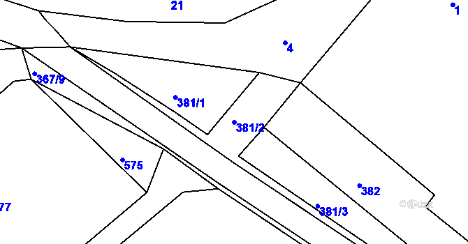 Parcela st. 381/2 v KÚ Rokytno na Moravě, Katastrální mapa