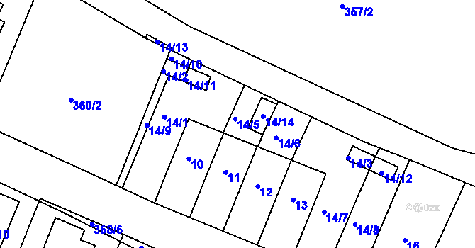 Parcela st. 14/5 v KÚ Rokytno na Moravě, Katastrální mapa