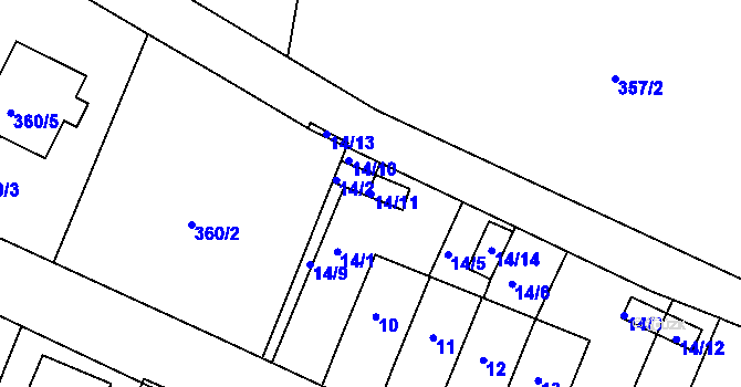 Parcela st. 14/11 v KÚ Rokytno na Moravě, Katastrální mapa