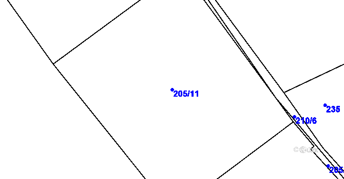 Parcela st. 205/11 v KÚ Studnice u Rokytna, Katastrální mapa