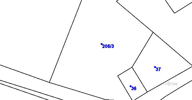 Parcela st. 206/3 v KÚ Studnice u Rokytna, Katastrální mapa