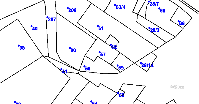 Parcela st. 57 v KÚ Studnice u Rokytna, Katastrální mapa