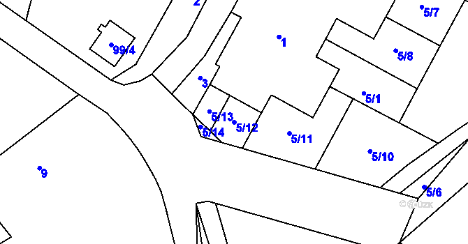 Parcela st. 5/12 v KÚ Studnice u Rokytna, Katastrální mapa