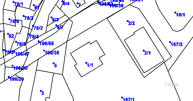 Parcela st. 1/2 v KÚ Vlachovice u Rokytna, Katastrální mapa