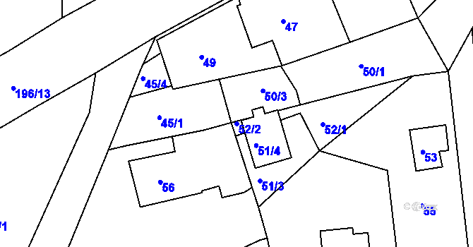 Parcela st. 52/2 v KÚ Vlachovice u Rokytna, Katastrální mapa