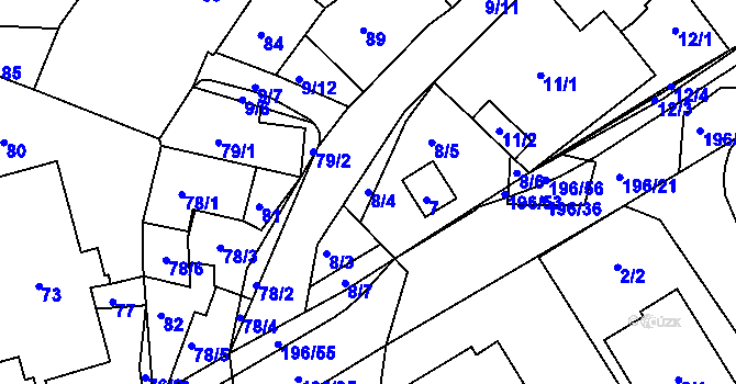 Parcela st. 8/4 v KÚ Vlachovice u Rokytna, Katastrální mapa