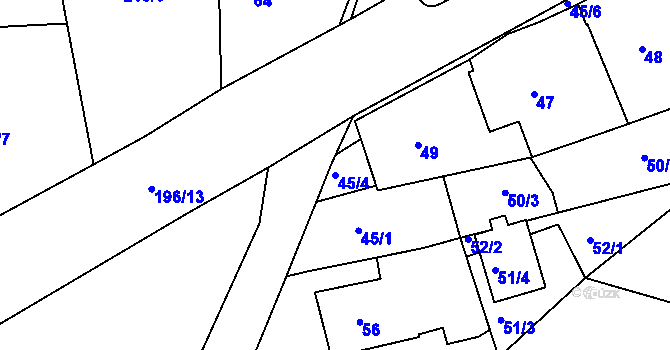 Parcela st. 45/4 v KÚ Vlachovice u Rokytna, Katastrální mapa