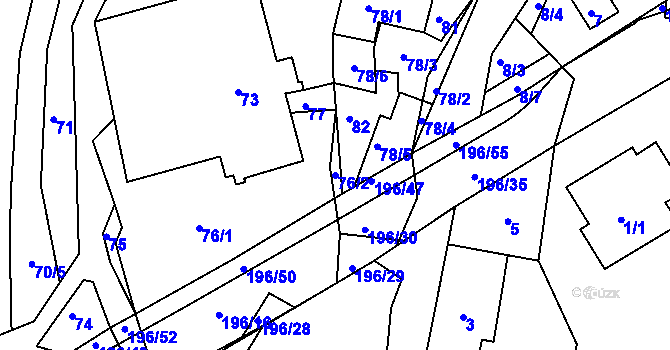 Parcela st. 76/2 v KÚ Vlachovice u Rokytna, Katastrální mapa