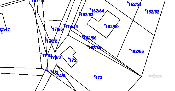 Parcela st. 162/15 v KÚ Vlachovice u Rokytna, Katastrální mapa