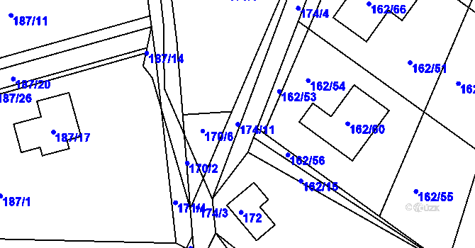 Parcela st. 174/11 v KÚ Vlachovice u Rokytna, Katastrální mapa
