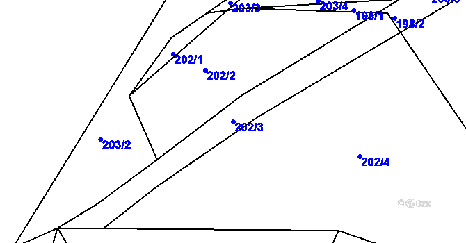 Parcela st. 202/3 v KÚ Vlachovice u Rokytna, Katastrální mapa