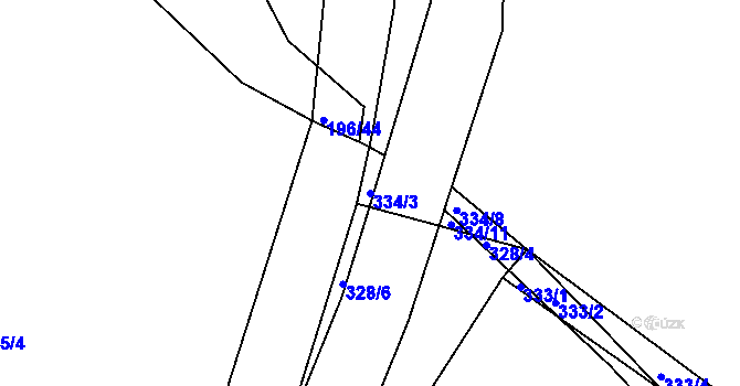 Parcela st. 334/3 v KÚ Vlachovice u Rokytna, Katastrální mapa