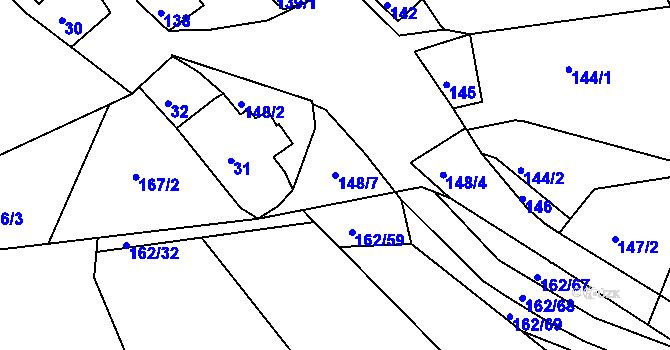 Parcela st. 148/7 v KÚ Vlachovice u Rokytna, Katastrální mapa