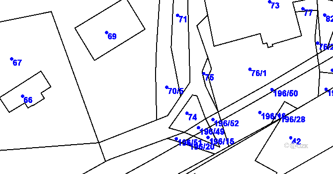 Parcela st. 70/5 v KÚ Vlachovice u Rokytna, Katastrální mapa