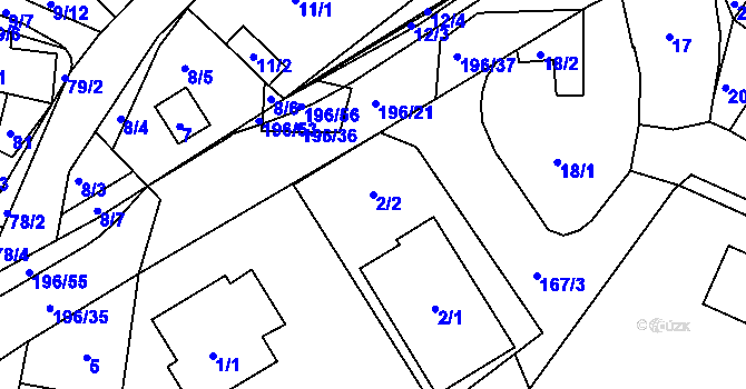 Parcela st. 2/2 v KÚ Vlachovice u Rokytna, Katastrální mapa