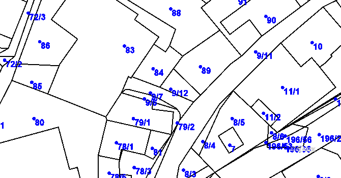 Parcela st. 9/12 v KÚ Vlachovice u Rokytna, Katastrální mapa