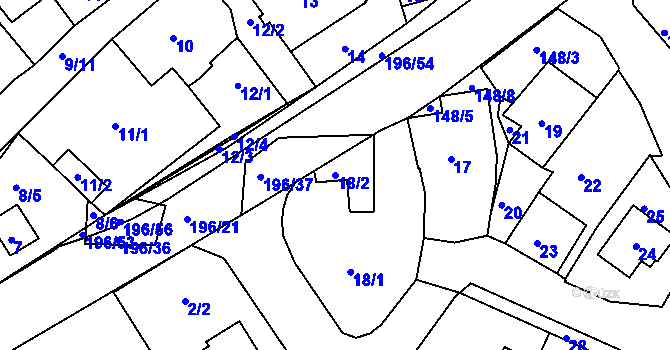 Parcela st. 18/2 v KÚ Vlachovice u Rokytna, Katastrální mapa