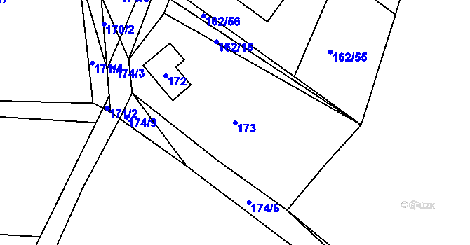 Parcela st. 173 v KÚ Vlachovice u Rokytna, Katastrální mapa